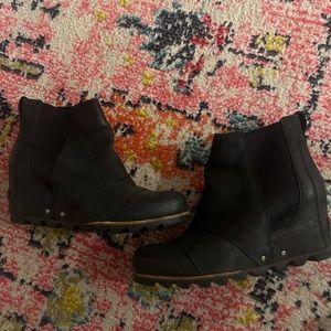 Sorel lea wedge black leather womens 8